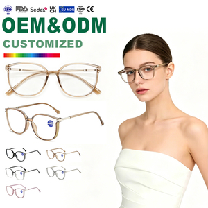 Nueva moda Anti-Blue Light Presbyopia <span class=keywords><strong>Gafas</strong></span> para mujer Moda Marco grande con material de PC marrón claro púrpura gris - Product Image 1