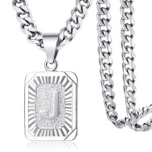 Sigla colore Sliver nome collana pendente Hiphop Punk grassetto robusto alfabeto maschile lettera Charm collana per gli uomini - Product Image 1