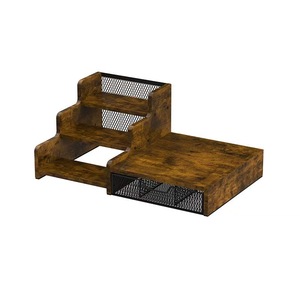 Estante de madera para almacenamiento de café con base para soporte de café, estante de 3 niveles para jarabes, estante de almacenamiento de condimentos para barra de café - Product Image 5