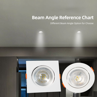MELINZ meilleure vente, antireflet intégré Smd RoHS vers le bas lumière ronde carré 3 5 7 9 12 W lampe Spot Led