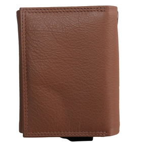 CardHoda Genuine Leather Unisex Card Holder Short <b>Wallet</b> with Button Closure Multi-Card Slots Minimalist Design <b>Brown</b> - Product Image 2