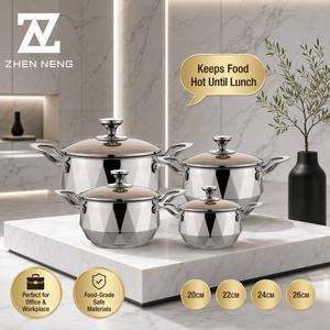 Batterie de casseroles en acier inoxydable de qualité alimentaire Zhenneng, 4 pièces (20cm, 22cm, 24cm, 26cm) – Fournitures de cuisine professionnelles pour usage domestique et extérieur - Product Image 3