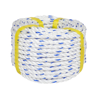 Cuerda de Monofilamento de PP al por Mayor, 3/4 Hebras, 10 mm, Trenzada, Blanca y Azul, Cuerda de Plástico de Fibra de Polipropileno