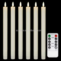 Bougies coniques blanches sans flamme scintillantes avec télécommande 10 touches, à piles, LED, en cire véritable, modernes, pour Pâques, Noël, décoration intérieure