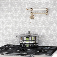 Mosaïque de marbre naturel moderne, parquet, motif floral découpé au jet d'eau, personnalisé, pour murs intérieurs, hôtels, villas, cuisines, balcons, 7 mm