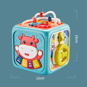 Centro de Actividades Infantiles 6 en 1 con Diseño de Dibujos Animados, Multifuncional, Montessori, Laberinto de Cuentas, Cubo de Actividades para Bebés y Niños Pequeños - Product Image 6