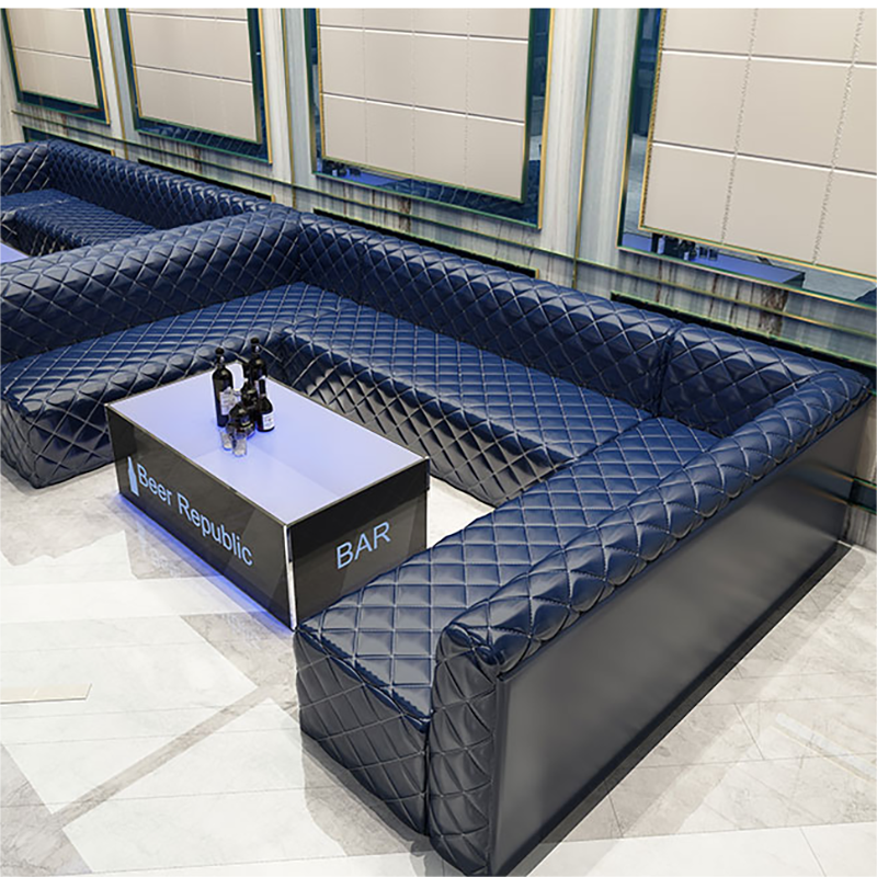 Modern Navy Blue Diamond Quilted Leather