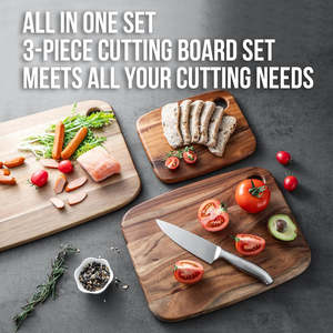 Juego de Tablas de Cortar de Madera de Acacia Premium de 3 Piezas, Madera Maciza de 1.5 cm de Grosor, 18x12, Tablas de Cortar Portátiles para Cocina para Carne o Verduras - Product Image 4