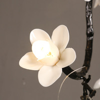 Candelabro de rama de cobre de lujo, lámpara de techo de flores de cerámica negra para Loft, sala de estar, comedor, luces colgantes para Decoración