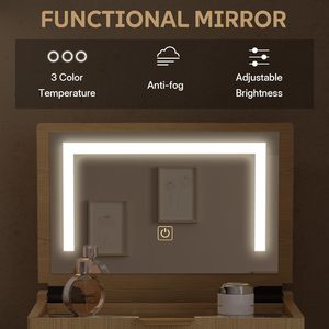 Wholesale Contemporary Small <strong>Narrow</strong> Makeup Vanity Desk Mirror with Lights Flip Top 3 Adjustable <strong>Dressing</strong> <strong>Table</strong> - Product Image 3