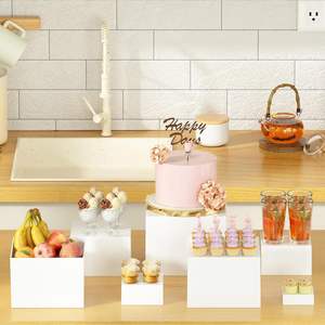 Meilleures ventes : Ensemble <span class=keywords><strong>de</strong></span> présentoirs <span class=keywords><strong>de</strong></span> table en acrylique pour buffet, comprenant des boîtes en acrylique blanc et des cubes noirs, servant <span class=keywords><strong>de</strong></span> boîtes <span class=keywords><strong>de</strong></span> rangement multifonctionnelles pour cosmétiques, figurines et fruits - Product Image 5