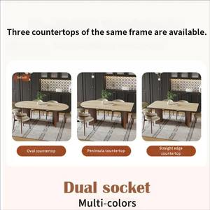 Mesa de Comedor de Madera Maciza de Fresno de Estilo Vintage Francés, Mesa Larga de Color Nogal Retro para el Hogar - Product Image 5