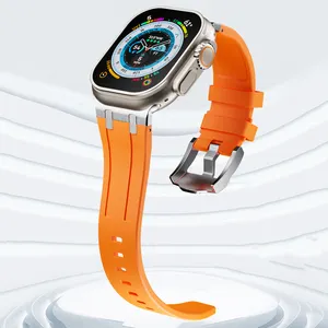 Tali jam silikon AP mewah baru 2024 untuk jam tangan apple Seri 6 7 8 Ultra band 44mm 45mm 49mm tali jam karet baja logam