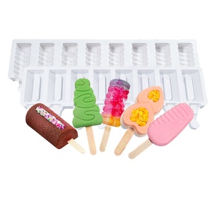 Homemade Ice Cream Bar Mold Food Grade Popsicle 8 Cavities Ice Pop moldes de silicona