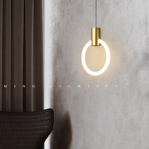 Acrylic LED Single-Head Decorative Pendant Light Brass Material for Bedroom <b>Bedside</b> Living Room Coffee <b>Table</b> Bar Application - Product Image 5