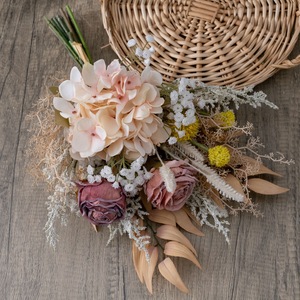 CallaFloral Bouquet de fleurs artificielles à tenir à la main, Hortensia Rose en tissu tissé plastique, Décoration de mariage et de maison CF01402 - Product Image 3
