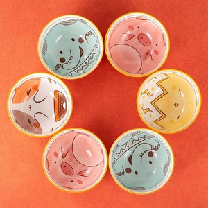 Service de table en porcelaine à motifs d'animaux de dessin animé créatifs, bol en céramique avec baguettes, 2 bols, vaisselle, ensemble cadeau pour mariage - Product Image 3