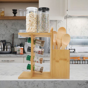 Rack à épices en bois de bambou Organisation en gros avec support multifonctionnel Couverts Ustensiles de cuisine pour comptoir de cuisine - Product Image 2