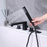 Robinet de baignoire en laiton chromé 4 trous comptoir robinet de baignoire chaud froid lavabo baignoire mitigeur robinets de baignoire mélangeur