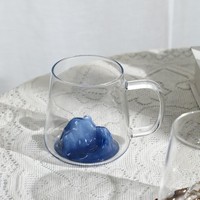 Taza de Vidrio Japonesa de Lujo con Diseño 3D de Montaña Azul, Taza Única para Café, Té o Agua, Regalo