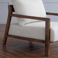 Fauteuil d'appoint en bois de frêne avec design ergonomique à 107 degrés, accoudoirs en bois massif pour salon, chambre, bureau