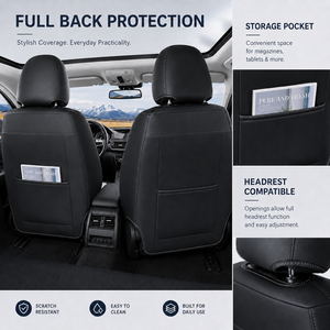 Housses de siège de <span class=keywords><strong>voiture</strong></span> de luxe universelles Luxfit en cuir Nappa, ensemble complet avant/arrière, durables, imperméables, toutes saisons, matelassées, <span class=keywords><strong>protection</strong></span> douce - Product Image 3