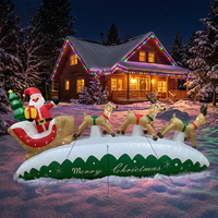 Décoration de jardin gonflable avec logo lumineux Père Noël et boîte cadeau pour rehausser l'ambiance des fêtes, imperméable et résistante au vent