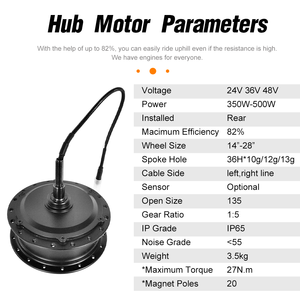 36v 48v 500w ebike <span class=keywords><strong>Cassette</strong></span> volant moteur de roue arrière <span class=keywords><strong>14</strong></span>-<span class=keywords><strong>28</strong></span> pouces moteur de moyeu pour vélo à engrenages vélo électrique - Product Image 2