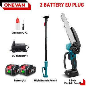 Scie à chaîne électrique télescopique ONEVAN de 8 pouces, sans balais, pour branches hautes, outil de jardinage pour batterie 21V 18V - Product Image 6