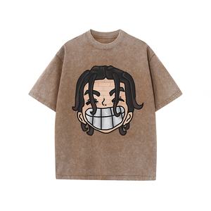 Camiseta de manga corta unisex personalizada de fábrica con ropa de calle Vintage de peso pesado estampada Camiseta de lavado ácido de algodón 100%. - Product Image 3