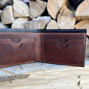 Genuine Leather Floral Filigree and Basket Weave Handmade <strong>Wallet</strong> , Veg Tanned Leather Bi Fold - Product Image 2