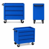 Troli Peralatan Fabrikasi Logam Profesional - Troli Bengkel Lapisan Bubuk Biru Heavy Duty dengan Pegboard, Layanan OEM