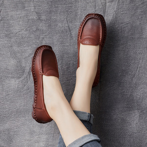 Zapatos Planos de Mujer de Cuero Vacuno Hechos a Mano, Estilo Étnico Vintage, con Punta Redonda, Suela Suave y Boca Baja, Primavera 2026 - Product Image 2
