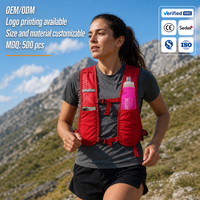 Sac à dos d'hydratation en nylon 5L avec deux bidons souples de 1500 ml, sangle de poitrine réglable, sac de course pour le cyclisme, la randonnée, le marathon