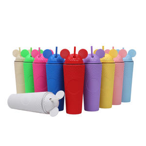 แก้วน้ำดื่มอะคริลิคขนาด24ออนซ์แก้วน้ำพลาสติกสองชั้นพร้อมฝาหูสองข้างและหลอดของขวัญสำหรับผู้หญิง - Product Image 4