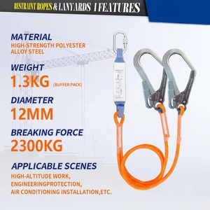 Harnais de sécurité certifié pour <span class=keywords><strong>protection</strong></span> intégrale du corps, avec longe de sécurité et <span class=keywords><strong>ceinture</strong></span> de sécurité, pour travaux en hauteur, travaux de construction et escalade de tours - Product Image 5