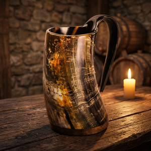Jarras de Cerveza Hechas a Mano con Cuerno de Buey y Tapa de Bambú, Estilo Americano, Ligeras, Reutilizables, Ecológicas, Aptas para Lavavajillas, para Cumpleaños, Hogar, Hotel - Product Image 1