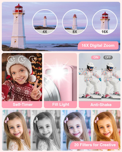 กล้องดิจิตอล SONIDA 1080p รุ่นวินเทจกันน้ำกันกระแทก ซูม 16 เท่า พกพาสะดวกสำหรับเด็ก ถ่ายภาพและวิดีโอได้ - Product Image 2