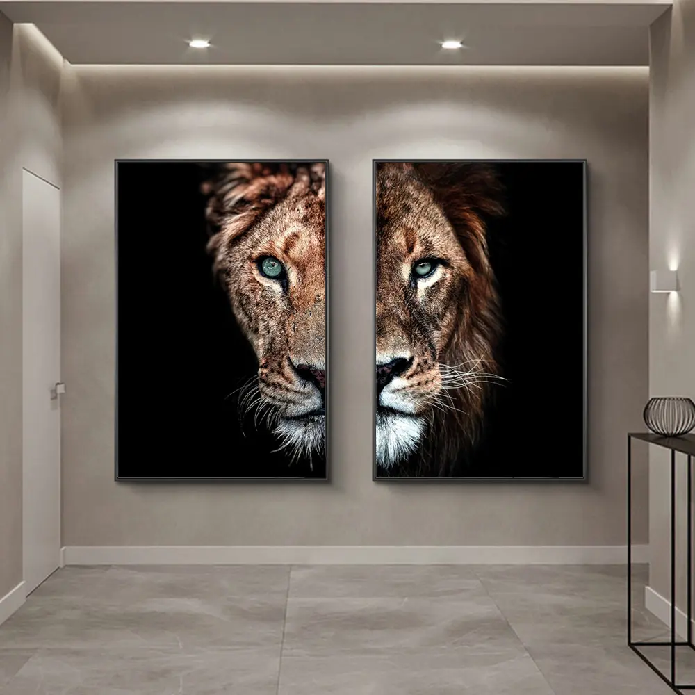 Африканские картины на холсте с изображением дикой львицы