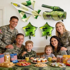 Ballons en aluminium en forme de chasseur, char et hélicoptère de la série Camouflage pour la décoration de fêtes d'<span class=keywords><strong>anniversaire</strong></span>, Jour <span class=keywords><strong>des</strong></span> Vétérans, thèmes militaires et marins - Product Image 3