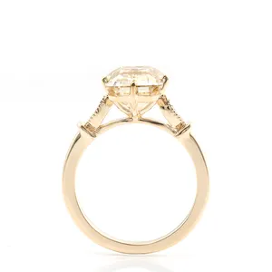 Anello in oro bianco 14 carati 585 con moissanite taglio smeraldo 2ct per fidanzamento donna