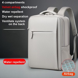 15.6" Unisex Business Travel <b>Laptop</b> <b>Backpack</b> Large Capacity Waterproof Zipper Closure Shockproof Design Arcuate Shoulder Strap - Product Image 3