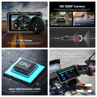 Podofo Écran portable 5'' pour moto, navigation sans fil Carplay Android Auto avec 2 caméras TMPS, vente en gros d'usine