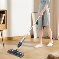 Tampon de nettoyage haute performance remplaçable, rechargeable, avec manche plat en aluminium et plateau en plastique pour le nettoyage des sols en bois, parquet, céramique et carrelage