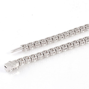 Collar de tenis de oro blanco de 14K, cadena de eslabones de estilo Hip Hop con diamante de moissanita de corte redondo de claridad VVS - Product Image 6