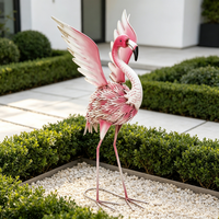 Grande statue de flamant rose rose pour jardin, décoration extérieure pour jardin, patio, pelouse, fontaine d'eau