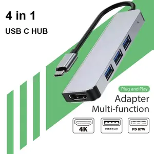 4 In 1 USB Type C USB C Hub Adapter Docking Station With 4K HDMI USB 3.0 Ports For Laptop And Type C Devices