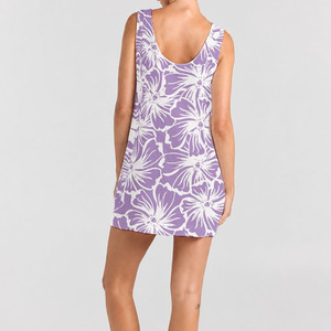 Luxury fashionable casual floral <b>print</b> sleeveless women's dresses custom linen cotton <b>mini</b> dress - Product Image 3