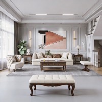 Ensemble de meubles de salon classique avec plateau en marbre, table de canapé grande capacité étanche pour maison moderne, hôtel, appartement, villa