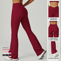 Legging de yoga taille haute personnalisé avec logo, coupe droite et large, évasé, taille en V, grande taille pour femme